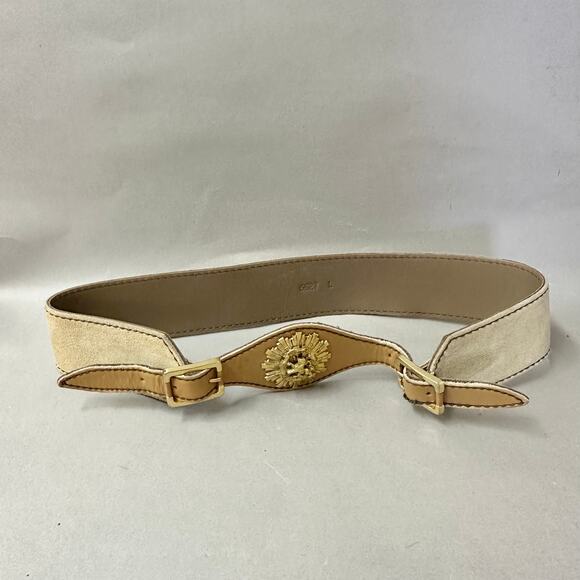 Vintage Suede Leather Waist Belt w/ Gold Lion Medallion Statement Size Large - Picture 13 of 15